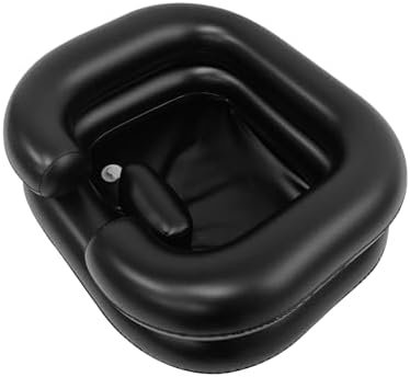 Inflatable Shampoo Basin, Portable Shampoo Bowl with Neck Support and Drain Hose for bedridden People, Portable Shampoo Sink for The Elderly, Disabled, Pregnant Women, Injured People (Black)