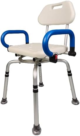 iLiving ILG-608 Waterproof Aluminium Shower Chair with Rotating Seat Backrest and Padded Armrests