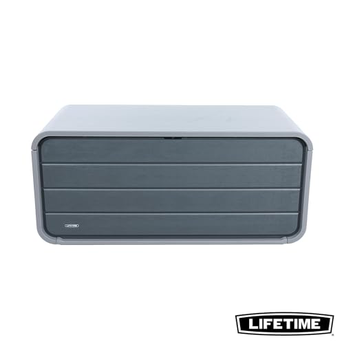 LIFETIME 136‑Gallon Modern Deck Box, Outdoor Storage Container, Weather‑Resistant, UV‑Protected, Lockable Lid