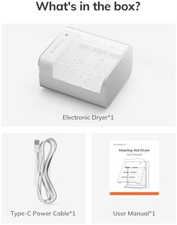 Hearing Aid Dryer and Dehumidifier, Removes Moisture, Sweat, and Dust from Hearing Amplifiers, Earbuds