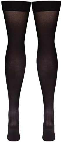 Truform Women's Compression Stockings, 20-30 mmHg, Thigh High Length, Closed Toe, Opaque, Black, Large