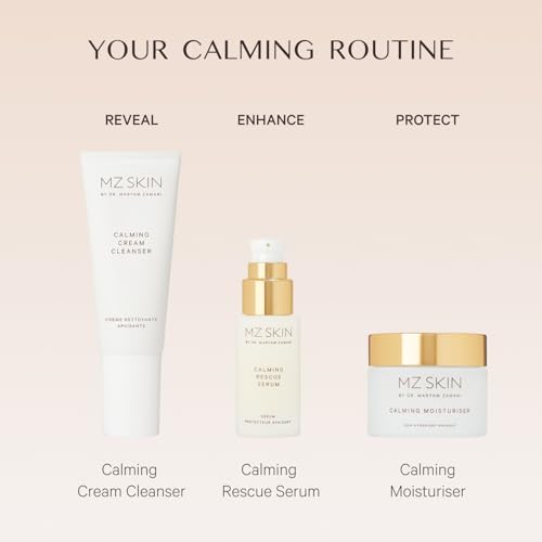 MZ SKIN Calming Cream Cleanser 3.4 fl oz - Gentle Omega-Rich Face Wash with Prebiotic Technology, Vitamin E to Sooth & Restore Skin Barrier for Sensitive & Redness Prone Skin, Fragrance Free