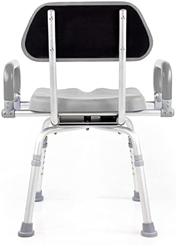 Platinum Health Revolution Pivoting Shower Chair for Bathtub, Adjustable Swivel Seat with Padded Back and Arms, Adjustable Space Saving Design for Tubs, Shower, for Elderly, Handicap & Seniors, Gray
