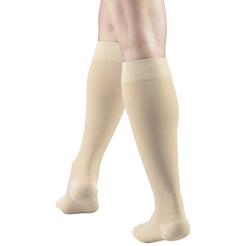 Truform 20-30 mmHg Medical Compression Stockings, Aloe Infused Microfiber, Knee High, Closed Toe, Beige, 3X-Large