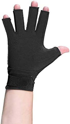 OTC Resting Splint Glove, 5 Finger Semi-Rigid Splints, Open Tips, Black, Right Hand, Large