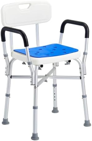 Shower Chair Seat, 400 lbs Capacity, Shower Stool with Crossing Bar, Padded Armrests and Back, Shower Chair for Inside Shower Bathtub, Adjustable Height Bench Bath Chair for Elderly Disabled