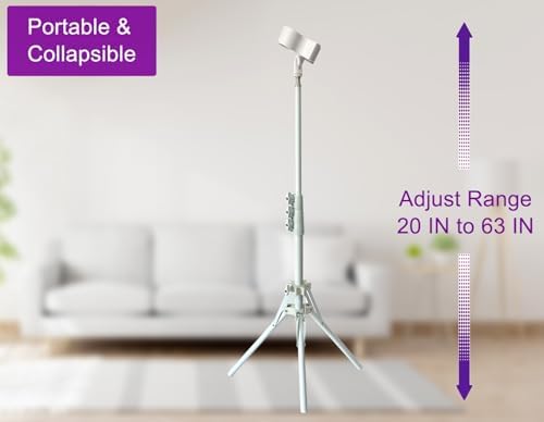 Purple River Hair Dryer Stand White 20-63 Inch Adjustable Blow Dryer Holder with Tripod and Universal Clip, Easy to Use, Hands Free Relieve Wrist Pain, Shoulder Periarthritis etc