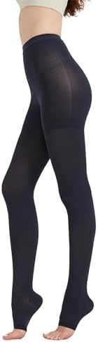Plus Size 3X-Large Opaque Compression Pantyhose for Women 15-20 mmHg - Graduated Compression Tights with Open Toe for Post Surgery Recovery, Lymphedema, Swelling - Navy Blue