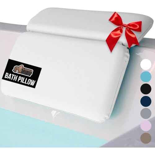 GORILLA GRIP Bath Pillow for Tub, Headrest for Neck and Back Support, Luxury Bathtub Pillows, Hot Tub Cushions, Bathroom Accessories for Women, Relaxing Spa Gifts for Mom Wife Girlfriend 2 Panel White