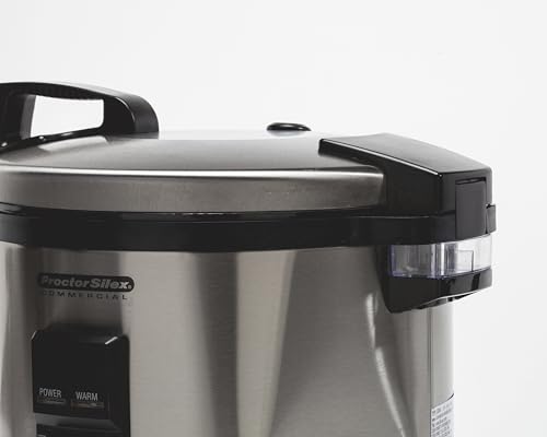 Proctor Silex Commercial 37540 Rice Cooker/Warmer, 40 Cups Cooked Rice Capacity, Nonstick Inner Pot, Hinged Lid, Stainless Steel Housing, Conforms to NSF