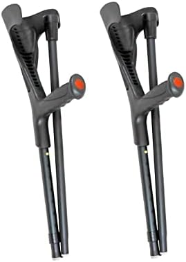 PEPE Mobility - Folding Crutches for Travel (x2 Unit, Open Cuff), Aluminum Adjustable, Black
