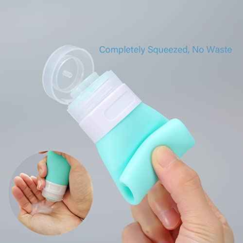 2 Pcs Silicone Travel Bottles,1.3oz Leak Proof Refillable Squeeze Containers with Transparent Carry Bag,Small Empty Travel Size Bottles for Shampoo,Conditioner,Lotion,Toiletries