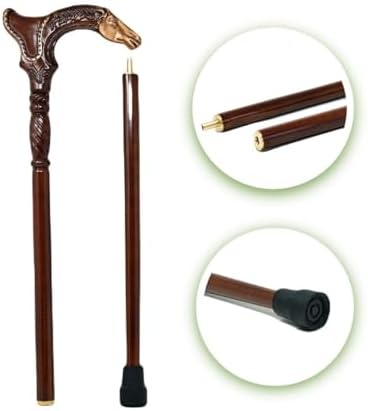 Hand Carved Wooden Walking Cane with Ergonomic Handle and Rubber Tip for Men and Women - Fashionable Unique Walking Stick for Seniors - 37 inch
