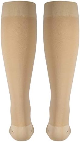 NuVein Medical Compression Stockings, 15-20 mmHg Support for Women & Men, Knee Length, Open Toe, Beige, Medium