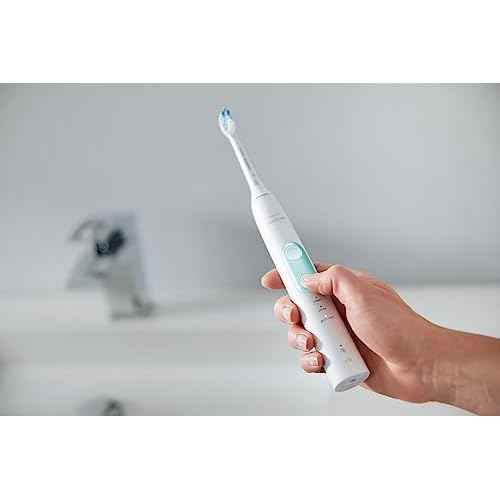 Philips Sonicare ProtectiveClean 5100 Rechargeable Electric Toothbrush, with Pressure Sensor, 3 Cleaning Modes, SmarTimer and QuadPacer, 14-Day Battery Life, Travel Case, White, Model HX6857/11