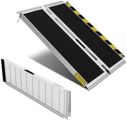 Wheelchair ramp 4FT,Non-Slip Aluminum Wheelchair ramps for Home Steps,Folding Handicap Ramp,ramps for Home,doorways,Stairs,Weight Capacity up to 600LBS 4FT (Usable Height 4-12 inch)