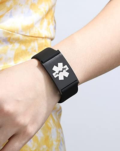 Personalized Sport Medical Alert Bracelets for Women Men - Custom Medical ID Bracelets with Free Engraving - Hook and Loop/Elastic/Stainless Steel/Silicone Watch Wristband Emergency Bracelet