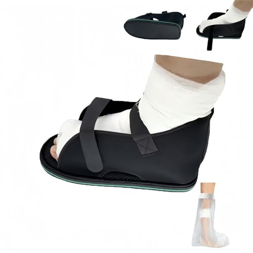 Adjustable plaster shoes postoperative shoes, medical walking shoes with Magic sticker, suitable for foot sprains, ankle fractures, toes, suitable for left and right feet(L)
