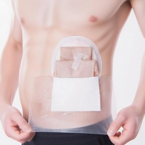 YOYOFOX Waterproof Ostomy Bag Shower Covers, 9"x9" Large Dialysis Catheter Protector Shields with Non-Stick Center Pad Adhesive Dressing Bandage 25 Pack