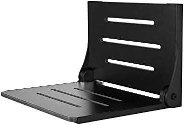 Seachrome SHAF-185155-PBS-S-MB High Back Silhouette Folding Wall Mount Shower Bench Seat with Matte Black Frame