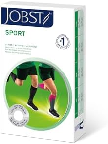 JOBST Sport Knee High 20-30 mmHg Compression Socks, Pink/Grey, X-Large