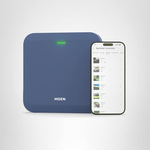Moen 16-Zone Smart Sprinkler Controller, Wi-Fi Connectible Smart Irrigation System with Automatic Water Timer, WICNT016G1USA