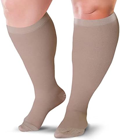 Compression Socks 20-30 mmHg for Women & Men - Knee High Stockings (6X-Large, Beige)