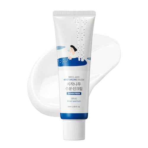 ROUND LAB Birch Juice Moisturizing UV LOCK SPF 45 | NBC No1 SPF, Glow Sunscreen for Daily Skincare, Non-toxic, UV Protection, Lightweight, Oil-Free, Organic, Korean Sunscreen (1.69 Fl Oz)