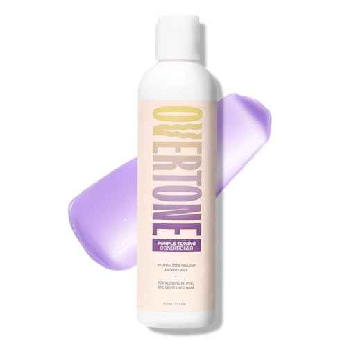 oVertone Haircare Purple Toning Conditioner - Neutralizes Brassiness for Blonde & Platinum Hair - Deeply Hydrating Formula with Shea Butter & Coconut Oil - Vegan, Cruelty-Free, Paraben-Free - 8 oz
