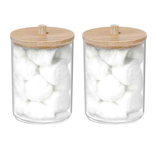 250 Count Cotton Balls, 100% Pure Organic Cotton, Soft & Super Absorbent, Includes 2 Cotton Ball Holders for Bathroom & Vanity, Perfect for Face Makeup Remover, Nail Polish Removal, Crafts, Pet Care