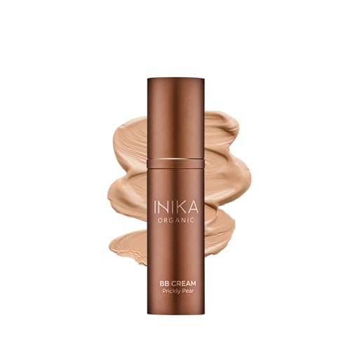 INIKA Organic BB Cream Foundation - Vegan Makeup with Hydrating Prickly Pear, Jojoba, and Pomegranate Seed Oil - Lightweight Glow for Balanced Skin Tone, Beige, 1 fl oz