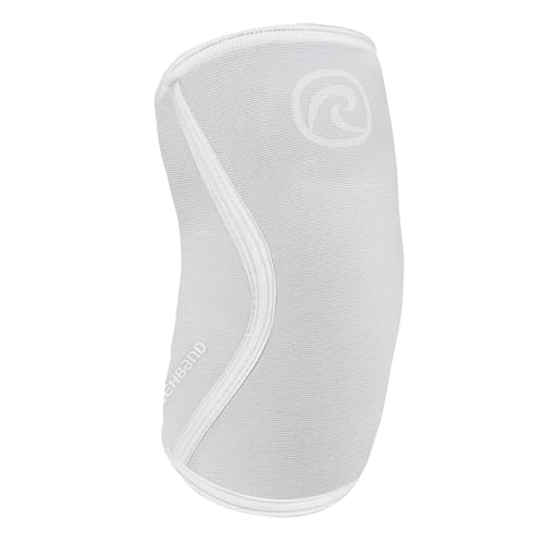 Rehband Elbow 5mm Compression Sleeve, Neoprene Sleeves for Weightlifting, Anatomical Design, Non-Slip & Close Fitting, Elbow Support Unisex, Colour:Arctic/White, Size:Medium