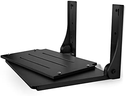 Seachrome SHAF-185155-PBS-S-MB High Back Silhouette Folding Wall Mount Shower Bench Seat with Matte Black Frame