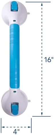 Carex Suction Shower Grab Bar – 16” Ultra Grip Shower Handle - Dual Locking Grab Bars for Bathtubs and Showers – Seniors, Disabled, Handicap, Elderly Assistance Product