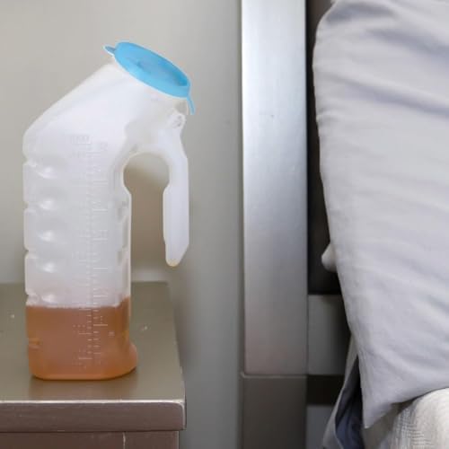 Vakly Male Urinal with Glow in The Dark Spill Proof Cover [32oz -1000ml ] Portable Pee/Urine Container Bottles for Men Used for Car, Hospitals, Incontinence, Emergency and Travel (12)