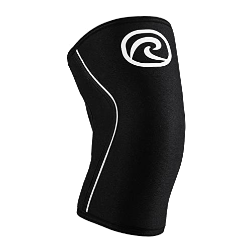 Rehband Rx Knee Sleeve Power Max, 1 piece, knee support 7mm neoprene, strongman, heavy lifting, longest knee sleeve, Colour:Black, Size:L