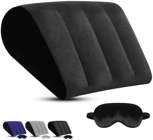 TheClover Travel Wedge Pillow for Sleeping – Inflatable Bed Wedge for Camping, Airplane & Outdoor Trips, Compact Support Cushion for Comfortable Rest & Sleep Aid (Black)