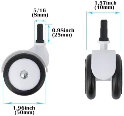 Baby Walker Wheels - Set of 4, 360° Silent Rubber, Spare Wheels for Baby Walkers, Black-3, 8mm