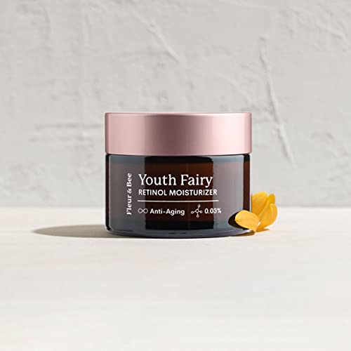 FLEUR & BEE Retinol Moisturizer | Clean, 100% Vegan | Anti Aging Cream, Retinol Cream for Face, Best for Night and Day, For Women and Men | Youth Fairy 1.5 oz