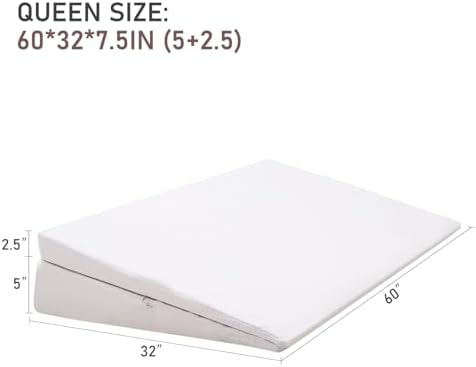 SUNYRISY Adjustable Wide Size Bed Wedge Pillow, Wedge Mattress Topper with Washable Cover, Mattress Wedge Lifter, Inclined Mattress Elevator for Acid Reflux, Neck & Back Pain, Anti-snoring, Queen