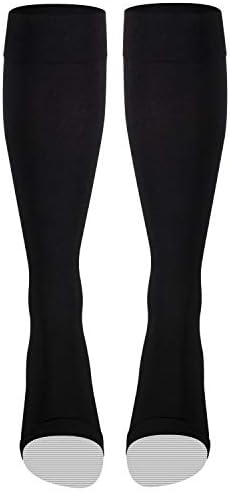 NuVein Medical Compression Stockings, 15-20 mmHg Support for Women & Men, Knee Length, Open Toe, Black, Large