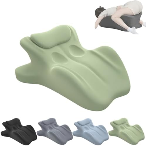 Ergonomic Back Support Pillow for Reading, Memory Foam Couples Pillows, Butt Cushion for Couples, Waist and Neck Support, Multi-Position Comfort Bed Pillow for Sitting and Lying (Green)