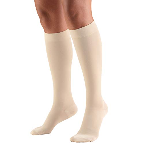 Truform 20-30 mmHg Medical Compression Stockings, Aloe Infused Microfiber, Knee High, Closed Toe, Beige, X-Large