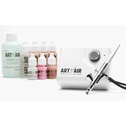 Professional Airbrush Cosmetic Makeup System/Fair to Medium Shades 6pc Foundation Set with Blush, Bronzer, Shimmer and Primer Makeup Airbrush Kit