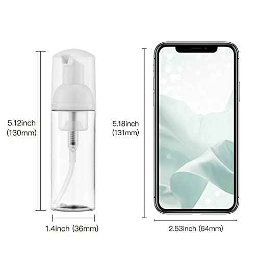 2oz Foam Pump Bottle (3PCS) Empty Travel Foaming Dispenser for Hand Soap, Lash Cleanser, Shampoo (60ml, Clear