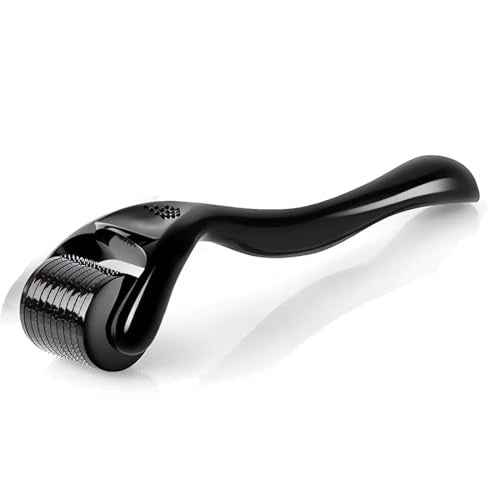 540 Titanium Derma Roller for Face Hair Beard Scalp,Beard Microneedle Roller,Personal Use Microneedling,Microdermabrasion Cosmetic Beauty Instrument for Men Women£¨Black 1.o£©