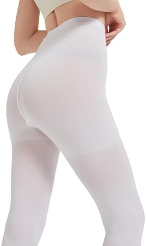 MGANG Medical Compression Pantyhose for Women & Men, 15-20mmHg Graduated Compression Support Tights, Open Toe, Opaque Waist High Compression Stockings for Edema, Varicose Veins, Flight, DVT, White S