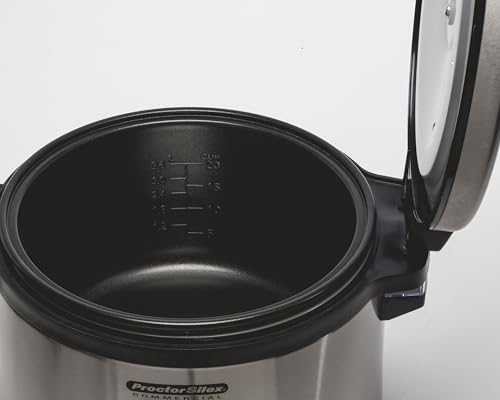 Proctor Silex Commercial 37540 Rice Cooker/Warmer, 40 Cups Cooked Rice Capacity, Nonstick Inner Pot, Hinged Lid, Stainless Steel Housing, Conforms to NSF