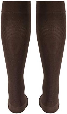 NuVein Medical Compression Stockings, 20-30 mmHg Support for Women & Men, Knee Length, Open Toe, Brown, 2X-Large