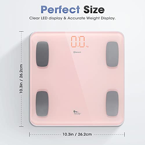 AGM Smart Scale for Body Weight, Digital Bathroom Weight Body Fat Scale, BMI Weighing Wireless Bluetooth Digital Scale, Body Composition Monitor with Smartphone App, 400lb/180KG Capacity (Pink)
